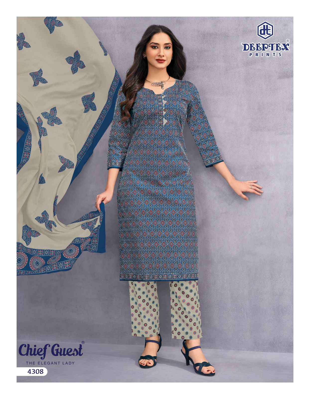 DEEPTEX CHIEF GUEST VOL-43 PURE LAWN COTTON DRESS MATERIAL AT WHOLESALE PRICE
