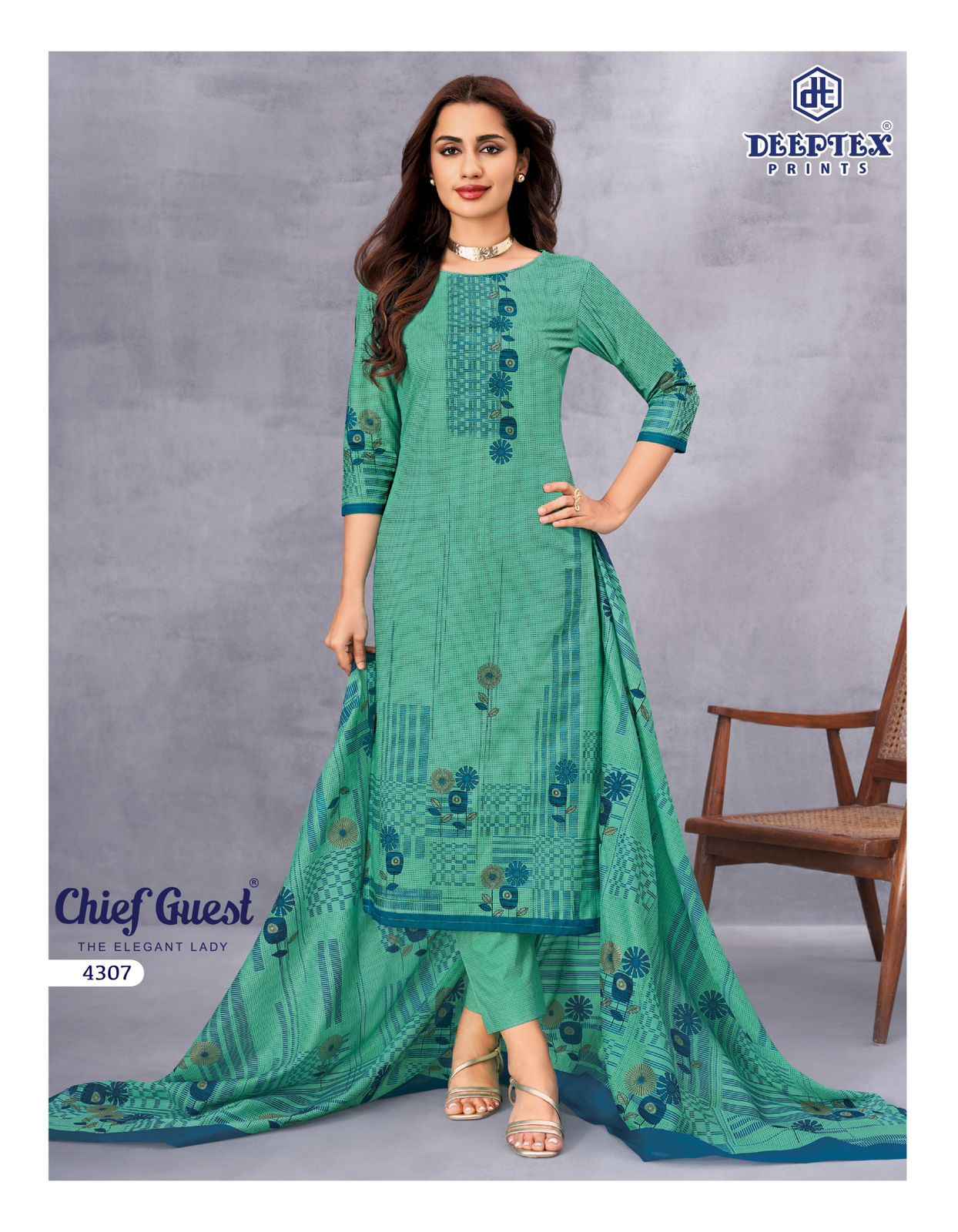 DEEPTEX CHIEF GUEST VOL-43 PURE LAWN COTTON DRESS MATERIAL AT WHOLESALE PRICE