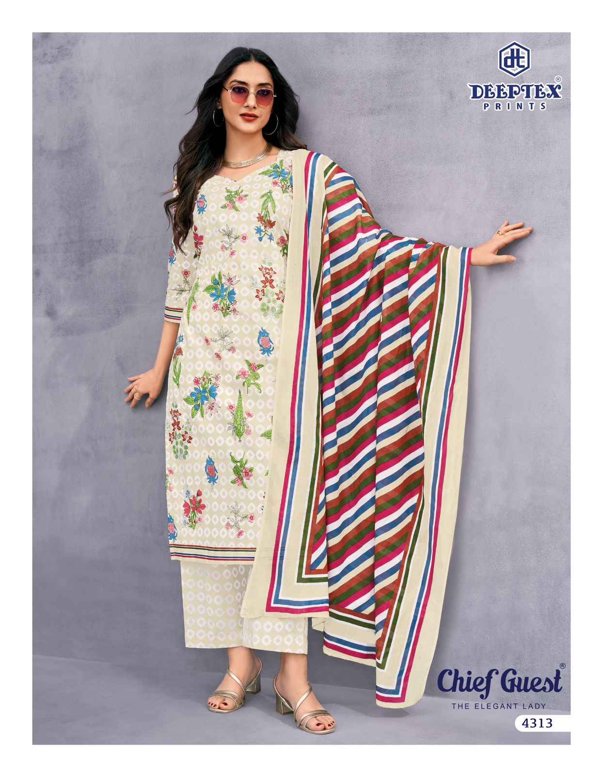 DEEPTEX CHIEF GUEST VOL-43 PURE LAWN COTTON DRESS MATERIAL AT WHOLESALE PRICE
