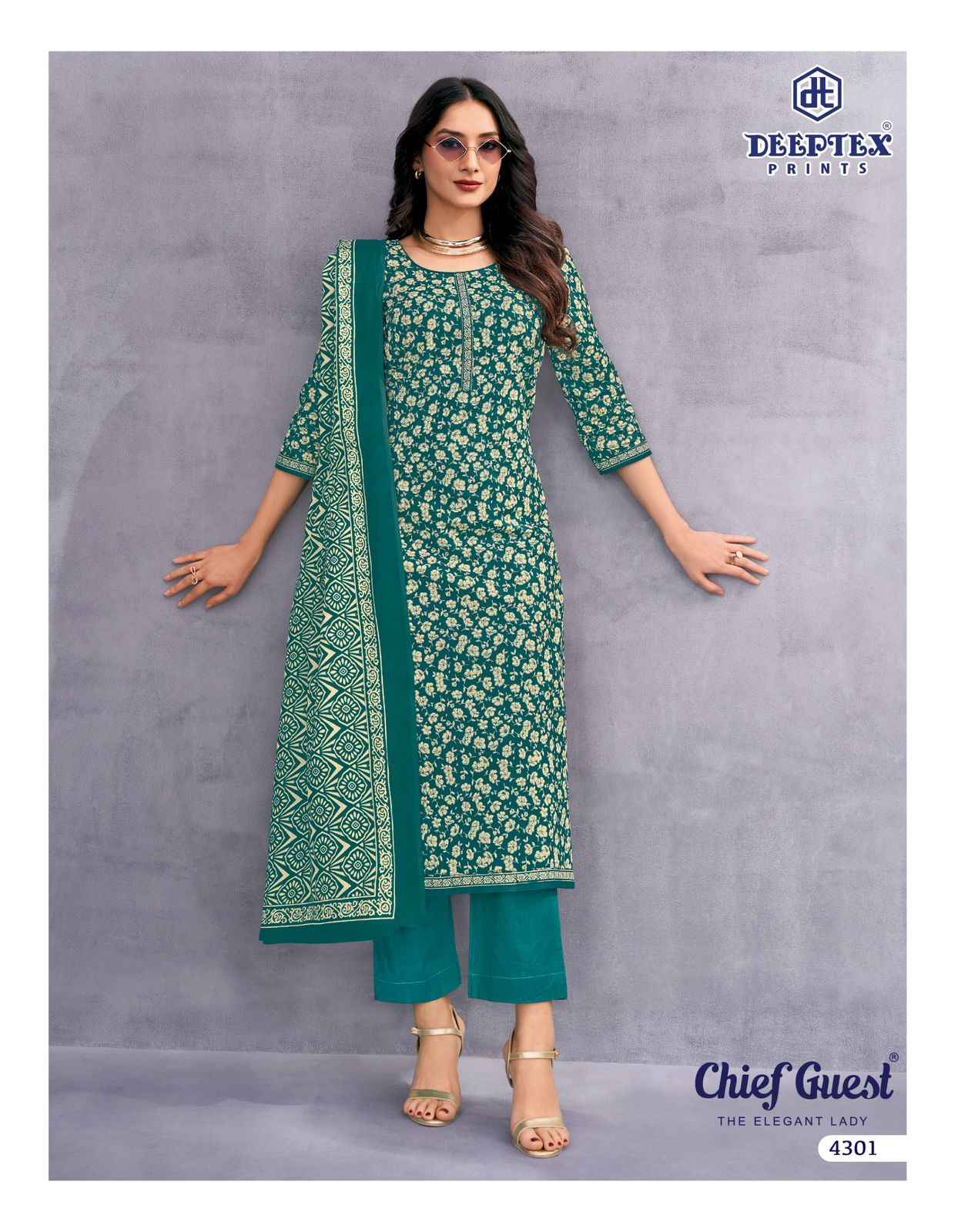 DEEPTEX CHIEF GUEST VOL-43 PURE LAWN COTTON DRESS MATERIAL AT WHOLESALE PRICE