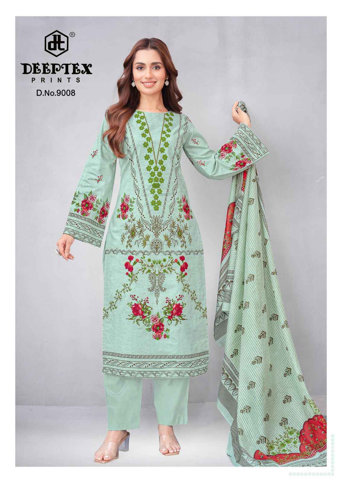 DEEPTEX ROOHI ZARA VOL-9 PURE COTTON LAWN POPLIN DRESS MATERIAL 