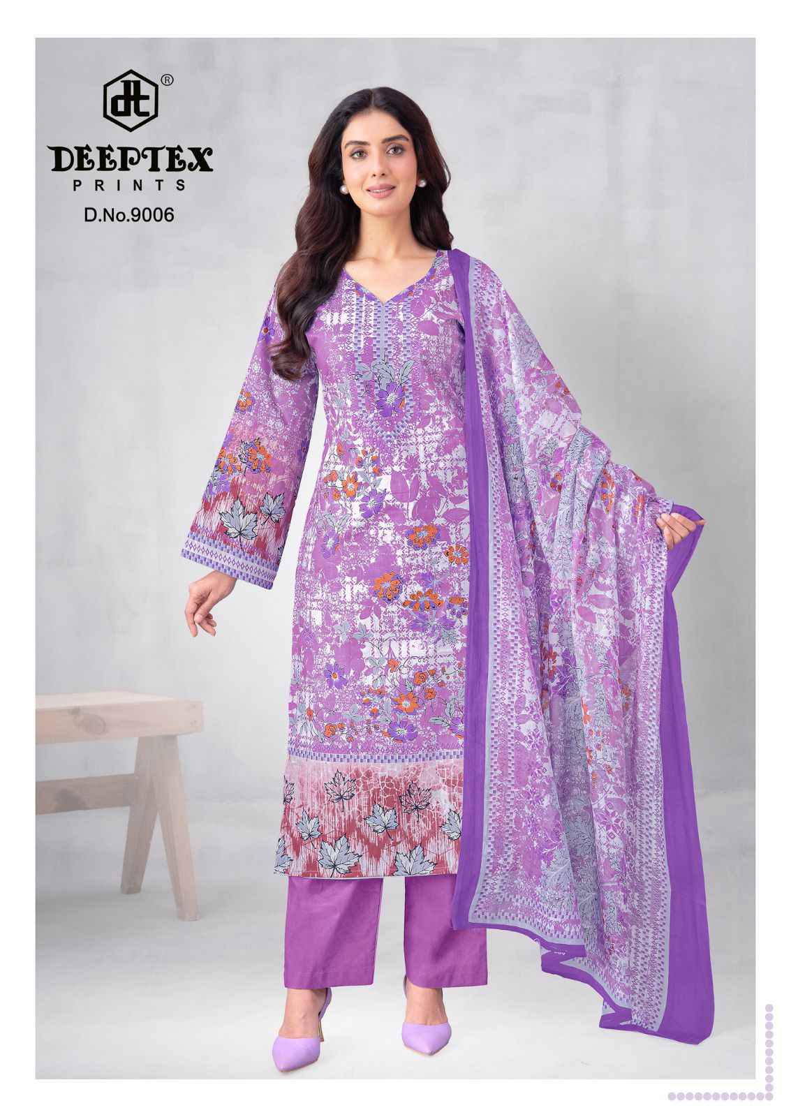 DEEPTEX ROOHI ZARA VOL-9 PURE COTTON LAWN POPLIN DRESS MATERIAL 