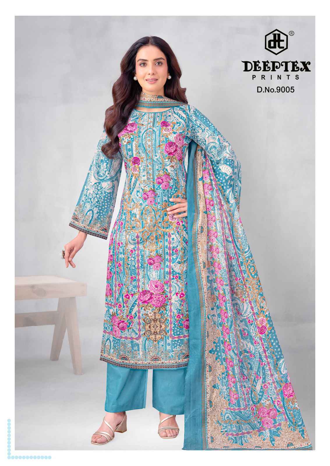 DEEPTEX ROOHI ZARA VOL-9 PURE COTTON LAWN POPLIN DRESS MATERIAL 