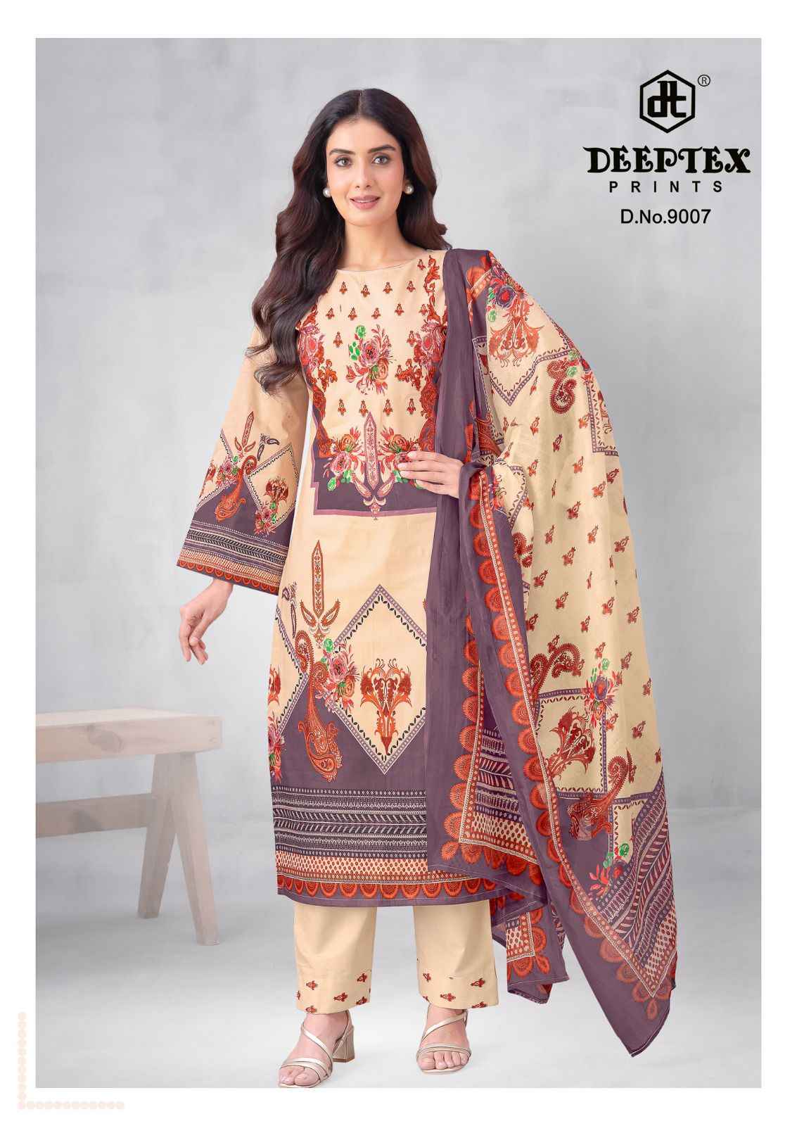 DEEPTEX ROOHI ZARA VOL-9 PURE COTTON LAWN POPLIN DRESS MATERIAL 