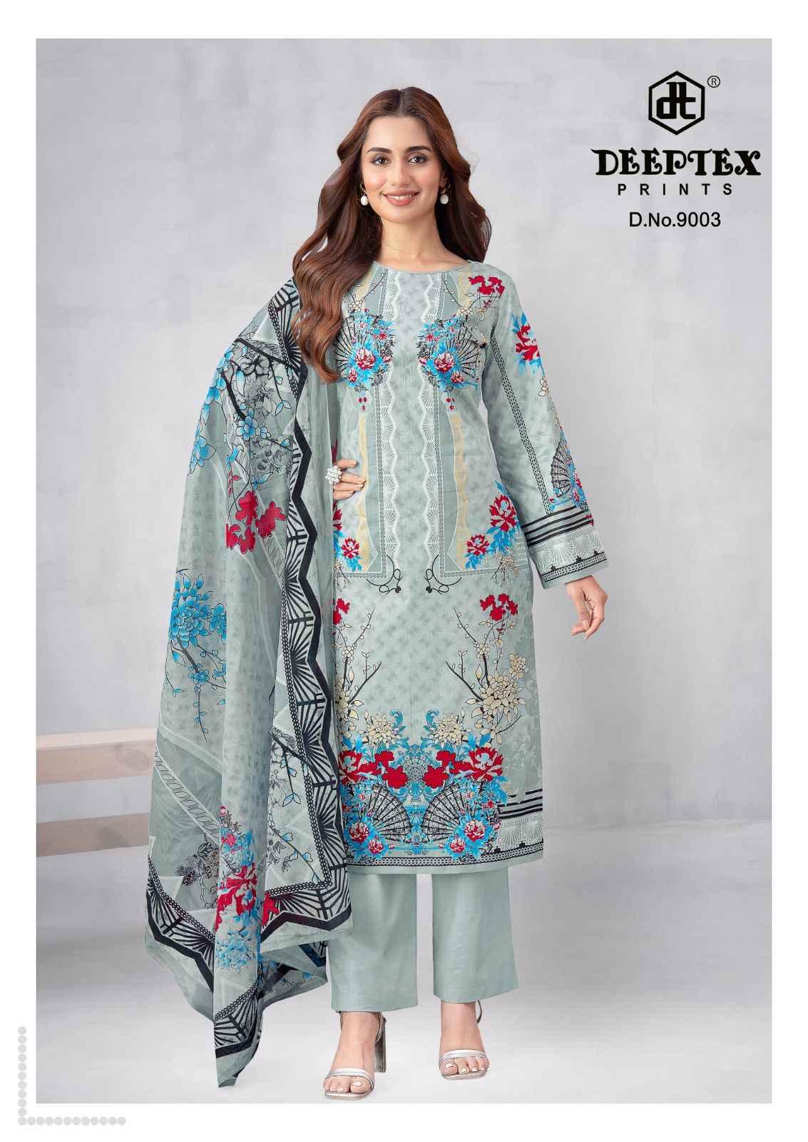 DEEPTEX ROOHI ZARA VOL-9 PURE COTTON LAWN POPLIN DRESS MATERIAL 