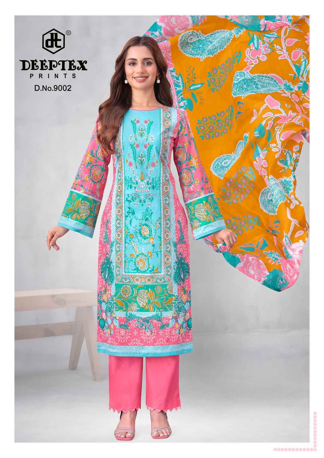 DEEPTEX ROOHI ZARA VOL-9 PURE COTTON LAWN POPLIN DRESS MATERIAL 
