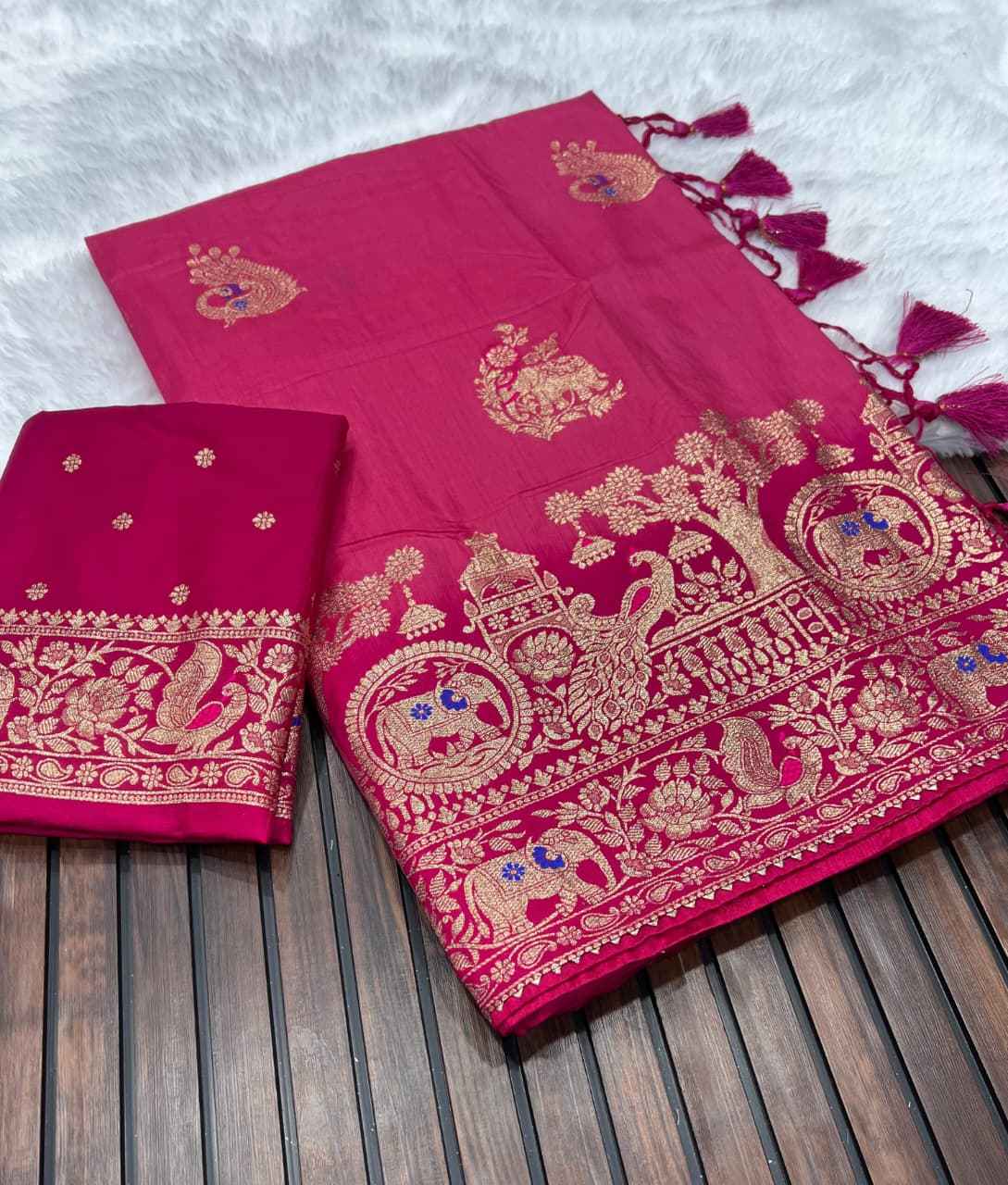 PURE DOLA SILK MINAKARI JARI WEVEING SAREE