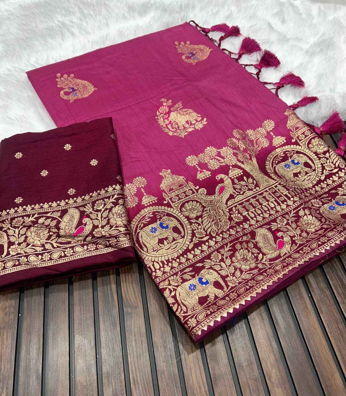 PURE DOLA SILK MINAKARI JARI WEVEING SAREE
