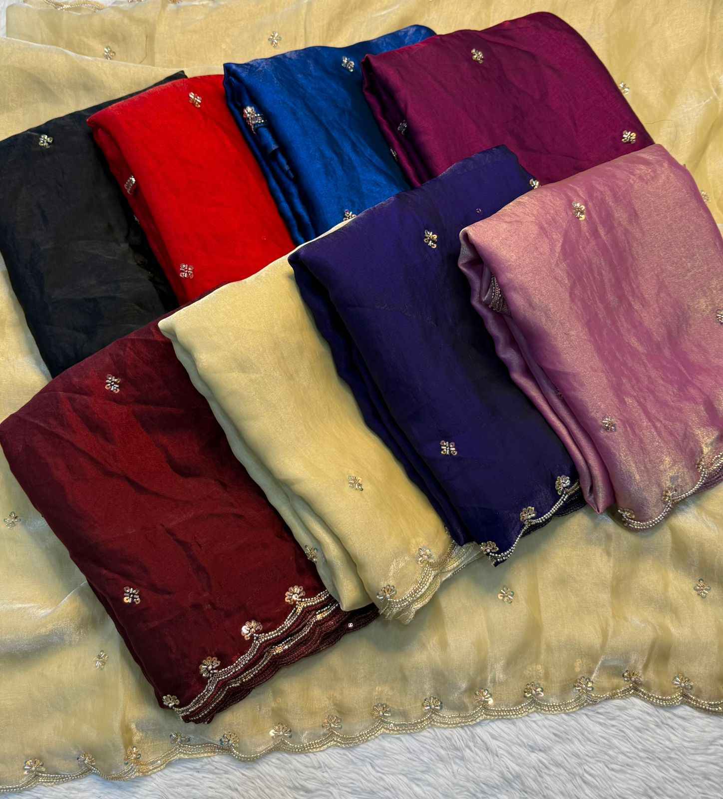 FANCY SPACE SILK BEEDS HANDWORK SAREE 
