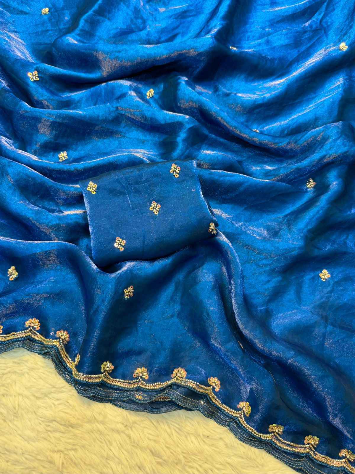 FANCY SPACE SILK BEEDS HANDWORK SAREE 