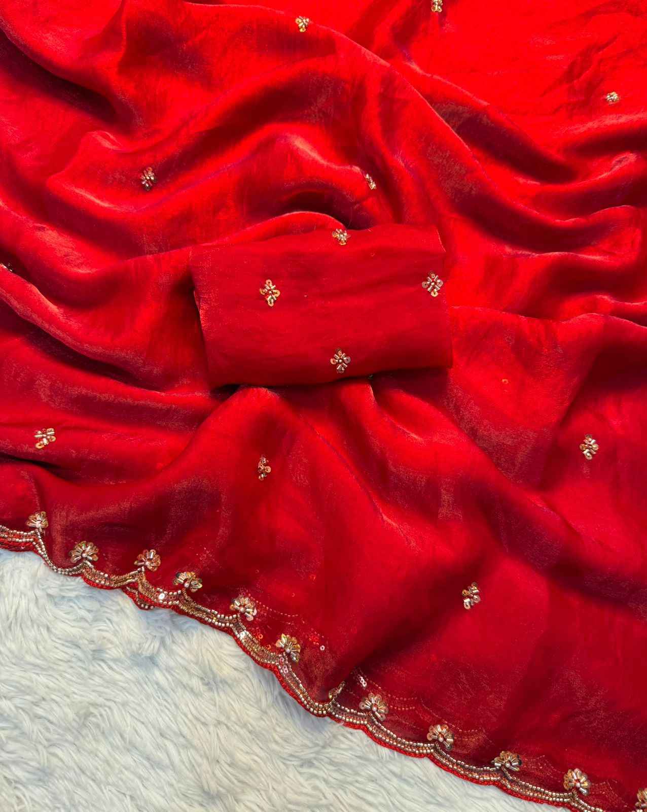 FANCY SPACE SILK BEEDS HANDWORK SAREE 