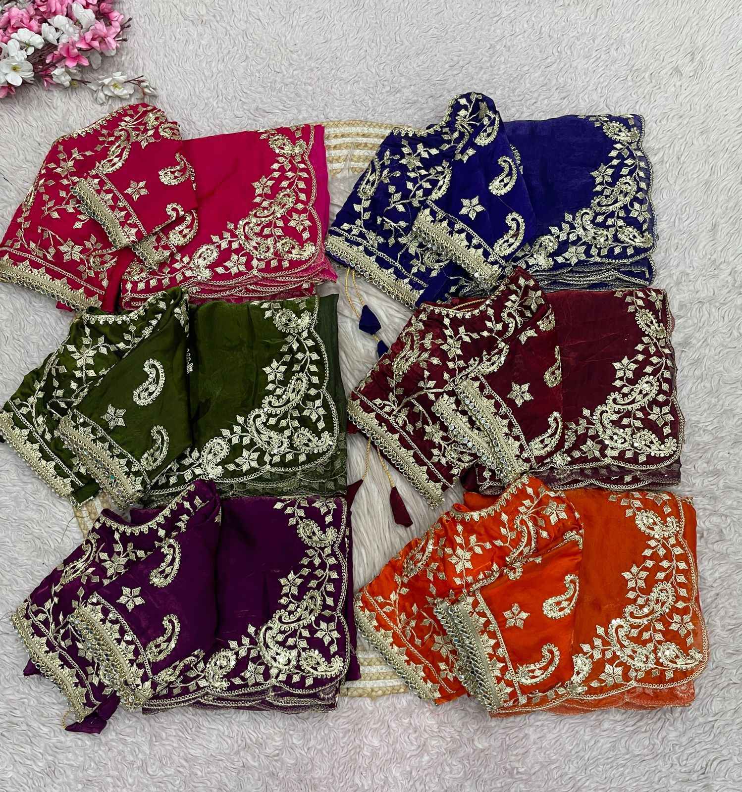 FENDY SATIN SILK 3MM SEQUENCE CODING EMBROIDERY WORK SAREE 