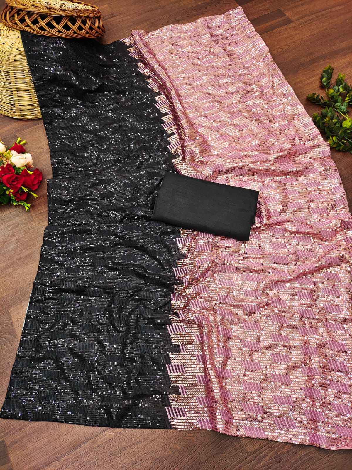 GEORGETTE SEQUENCE EMBROIDERY WORK SAREE