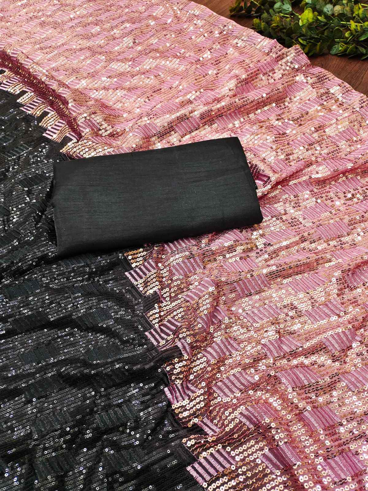GEORGETTE SEQUENCE EMBROIDERY WORK SAREE