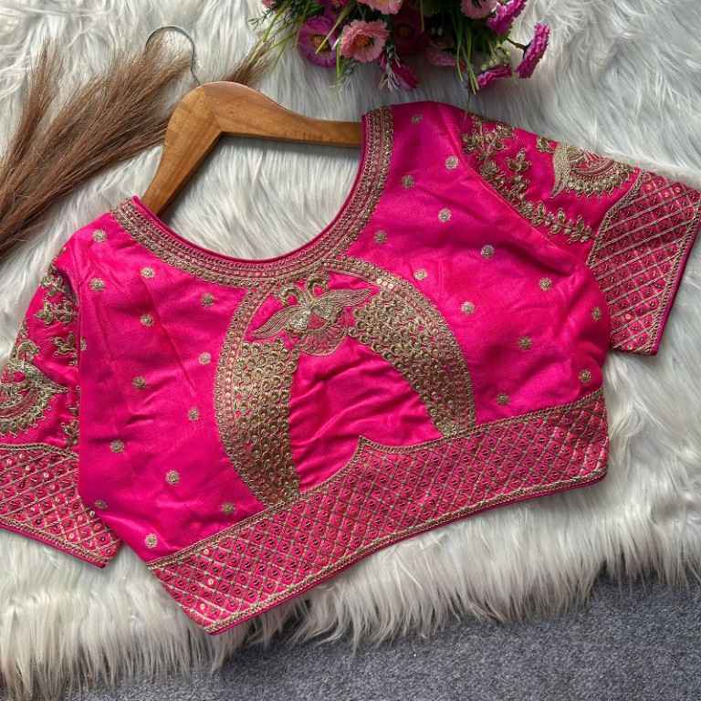  HEAVY MILAN SILK EMBROIDERY WORKS BRIDAL BLOUSE