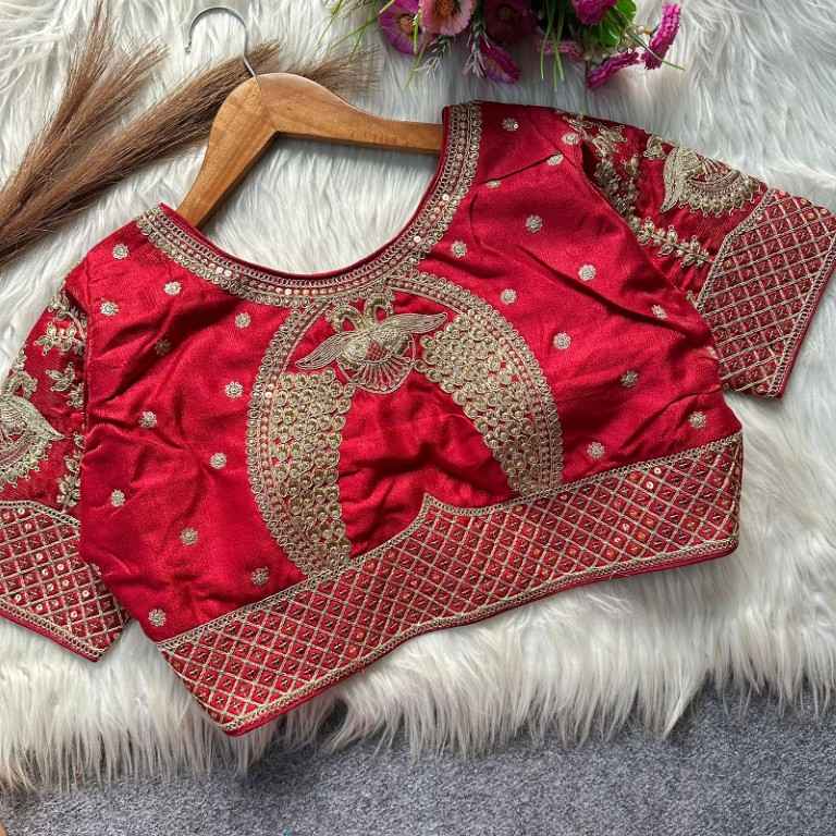  HEAVY MILAN SILK EMBROIDERY WORKS BRIDAL BLOUSE