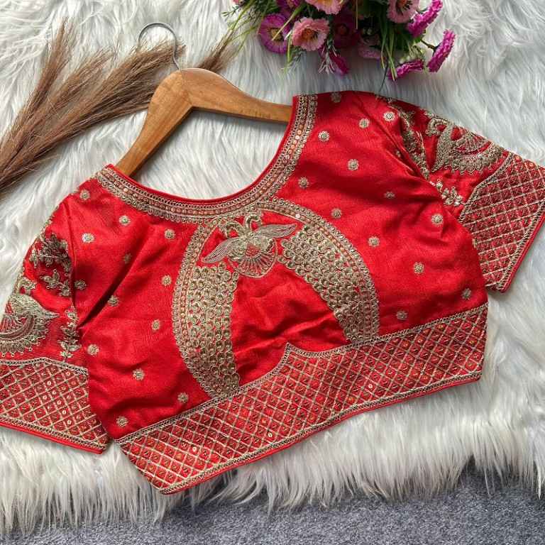  HEAVY MILAN SILK EMBROIDERY WORKS BRIDAL BLOUSE