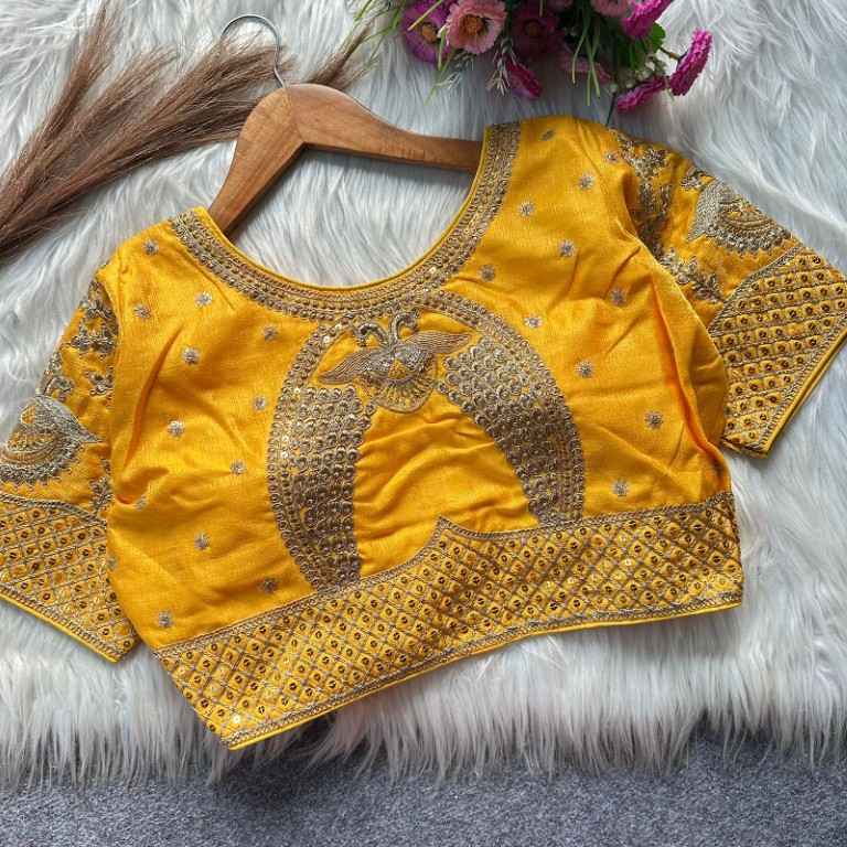  HEAVY MILAN SILK EMBROIDERY WORKS BRIDAL BLOUSE