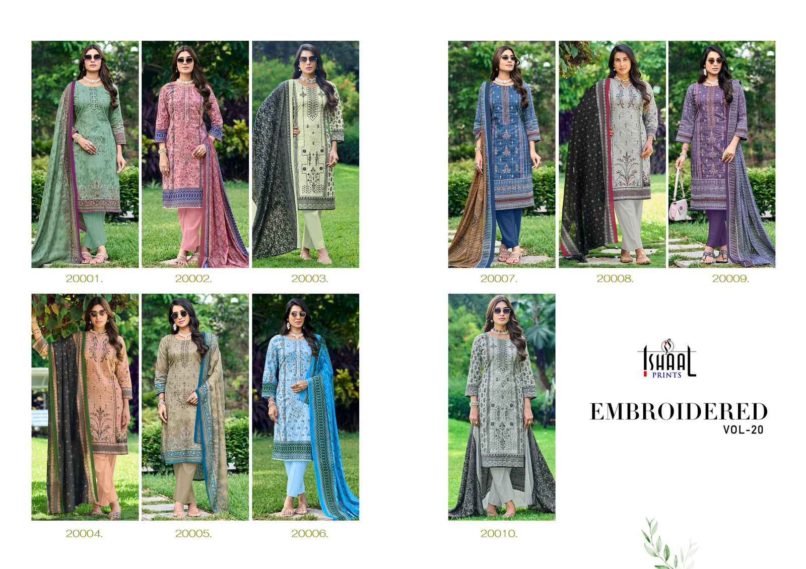 ISHAAL EMBROIDERED VOL-20 PURE LAWN EMBROIDERED DRESS MATERIAL