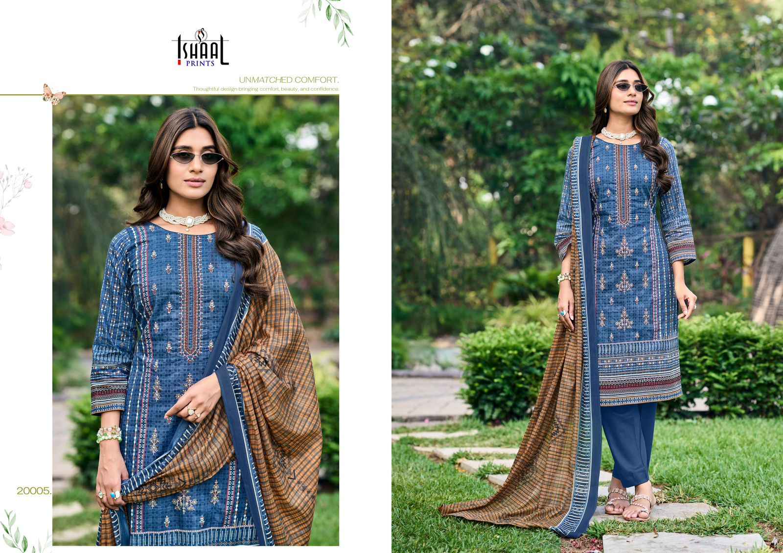 ISHAAL EMBROIDERED VOL-20 PURE LAWN EMBROIDERED DRESS MATERIAL
