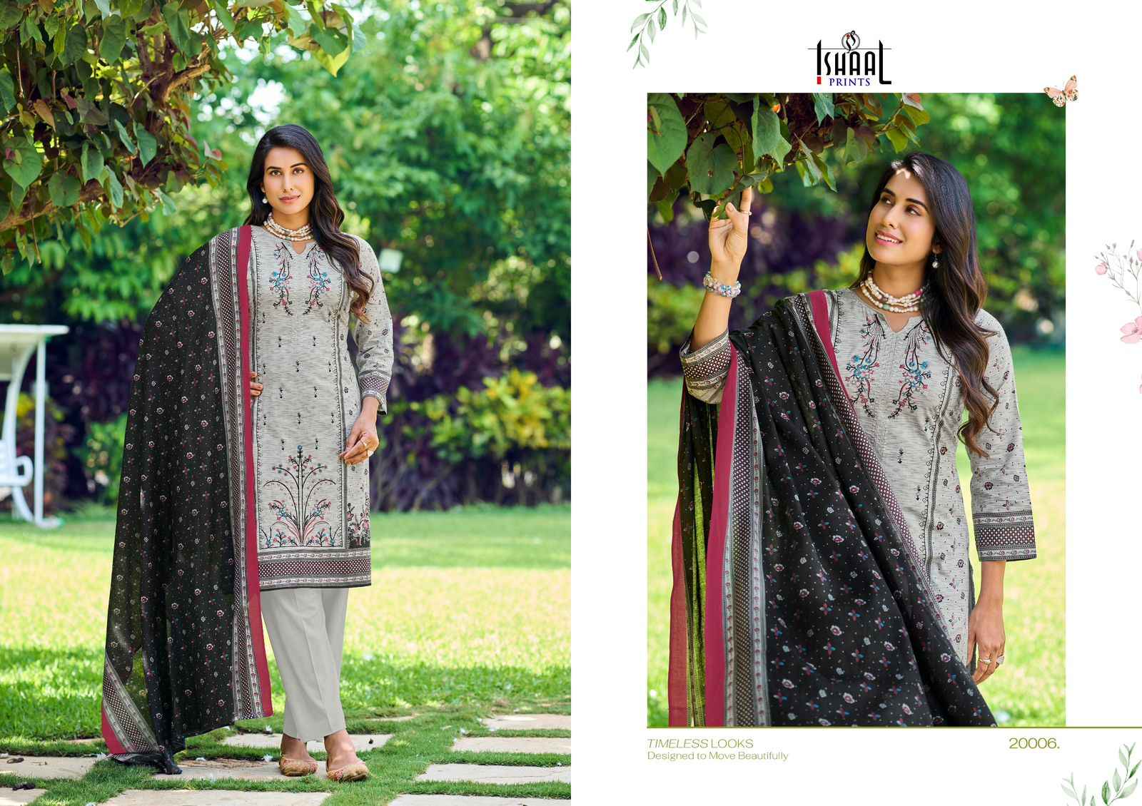 ISHAAL EMBROIDERED VOL-20 PURE LAWN EMBROIDERED DRESS MATERIAL