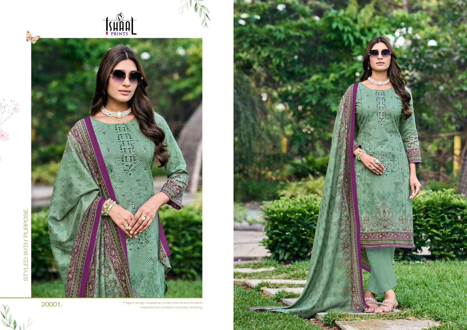 ISHAAL EMBROIDERED VOL-20 PURE LAWN EMBROIDERED DRESS MATERIAL