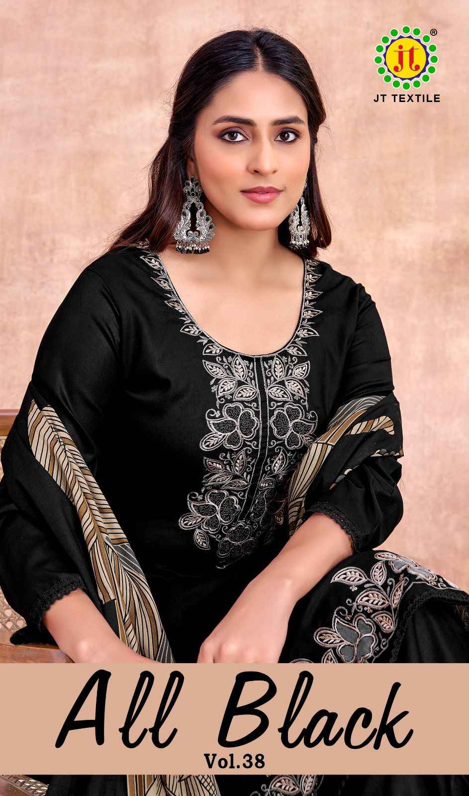 JT ALL BLACK 38 PREMIUM WORK RAYON DRESS MATERIAL