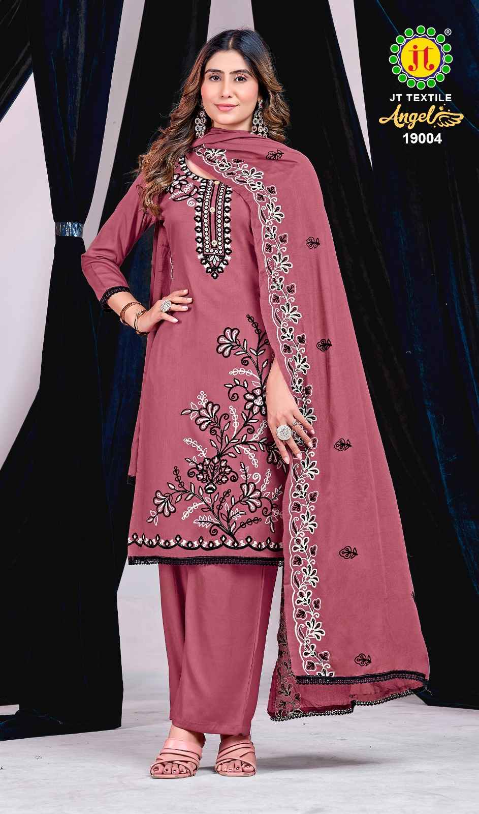 JT ANGEL VOL-19 RAYON EMBROIDERY WORK DRESS MATERIAL 