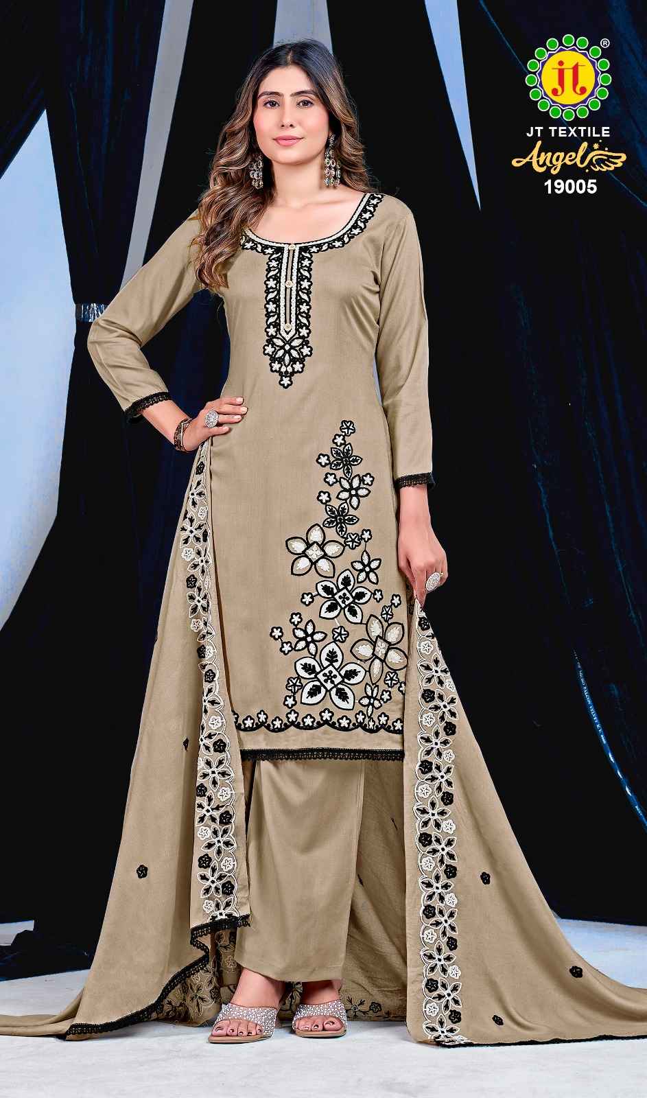 JT ANGEL VOL-19 RAYON EMBROIDERY WORK DRESS MATERIAL 