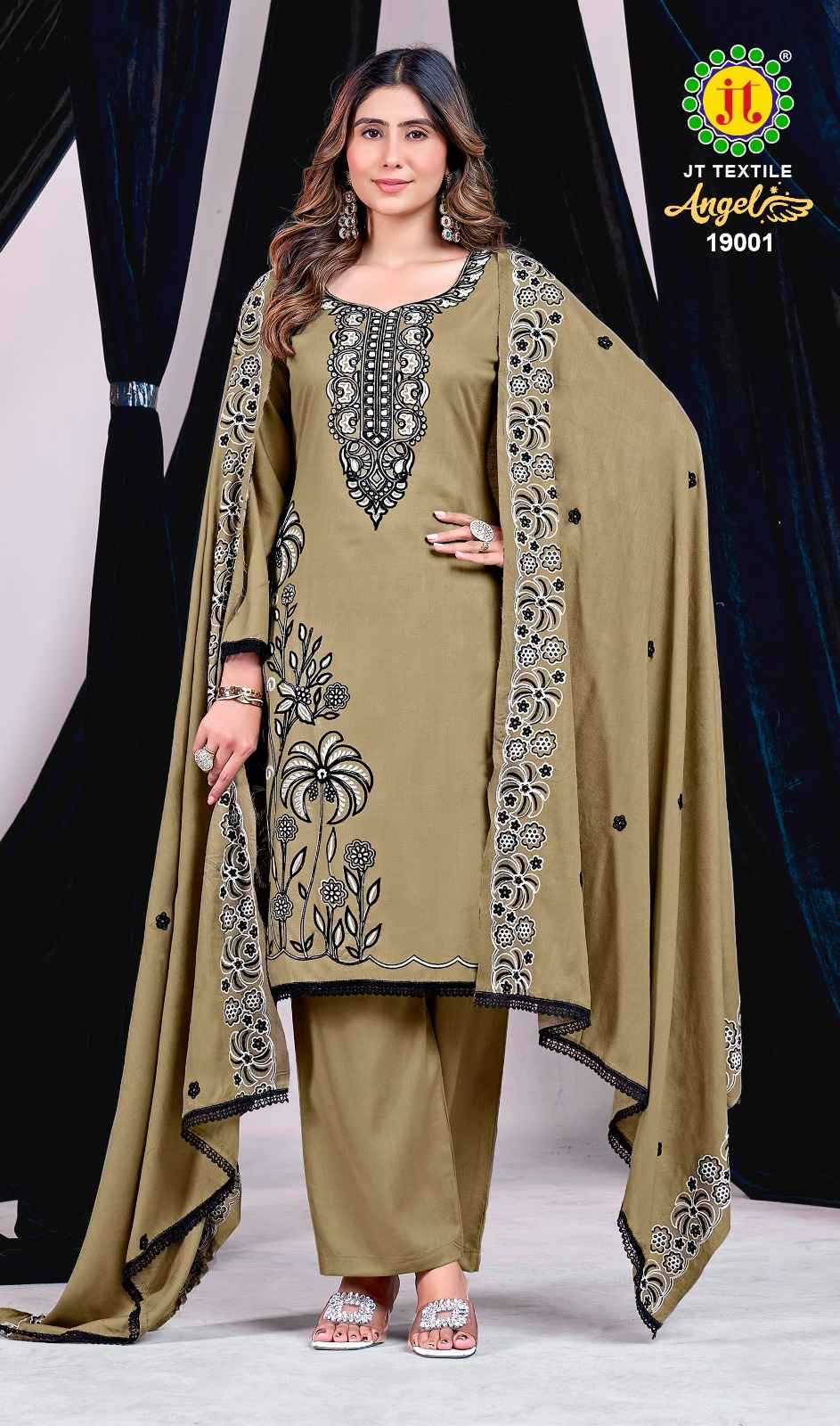 JT ANGEL VOL-19 RAYON EMBROIDERY WORK DRESS MATERIAL 