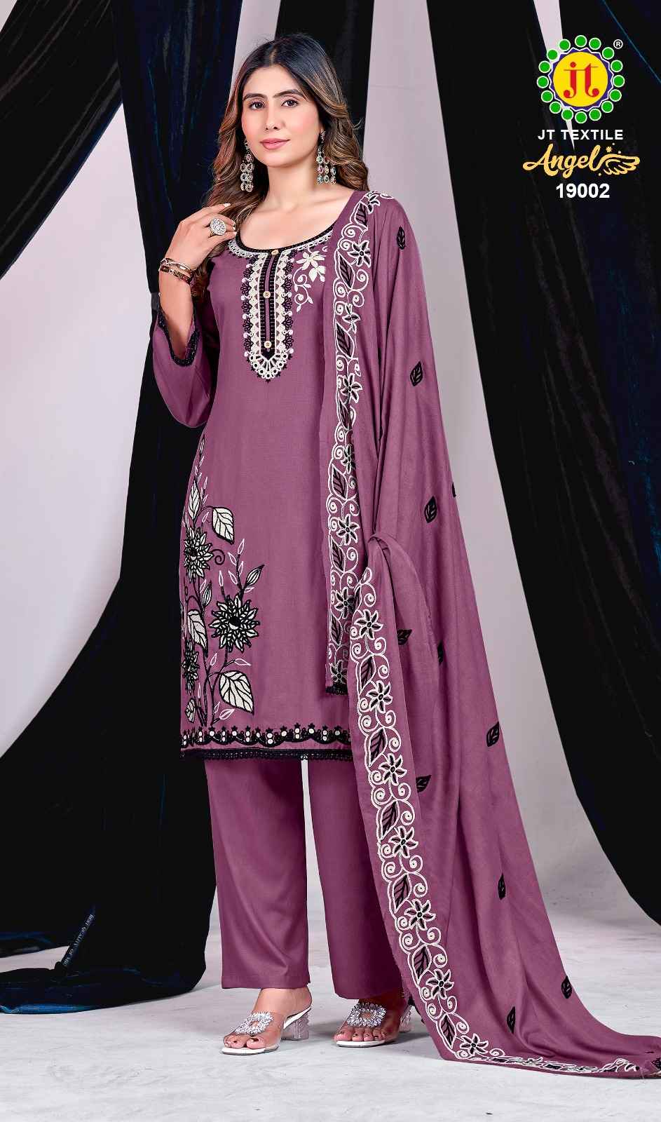 JT ANGEL VOL-19 RAYON EMBROIDERY WORK DRESS MATERIAL 