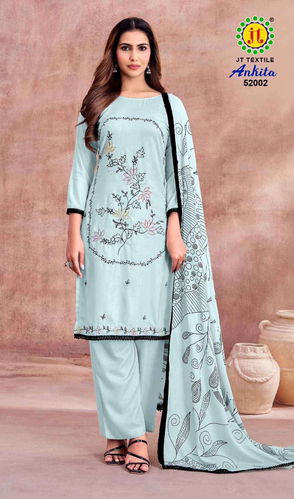 JT ANKITA VOL-52 RAYON WITH EMBROIDERY WORK DRESS MATERIAL 