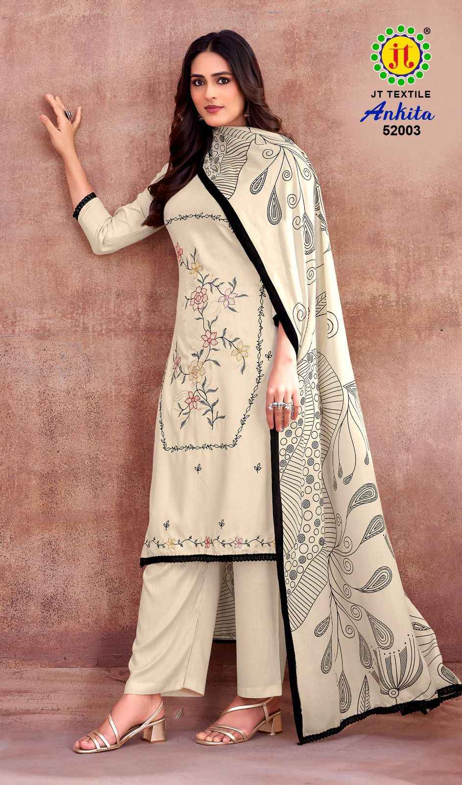 JT ANKITA VOL-52 RAYON WITH EMBROIDERY WORK DRESS MATERIAL 
