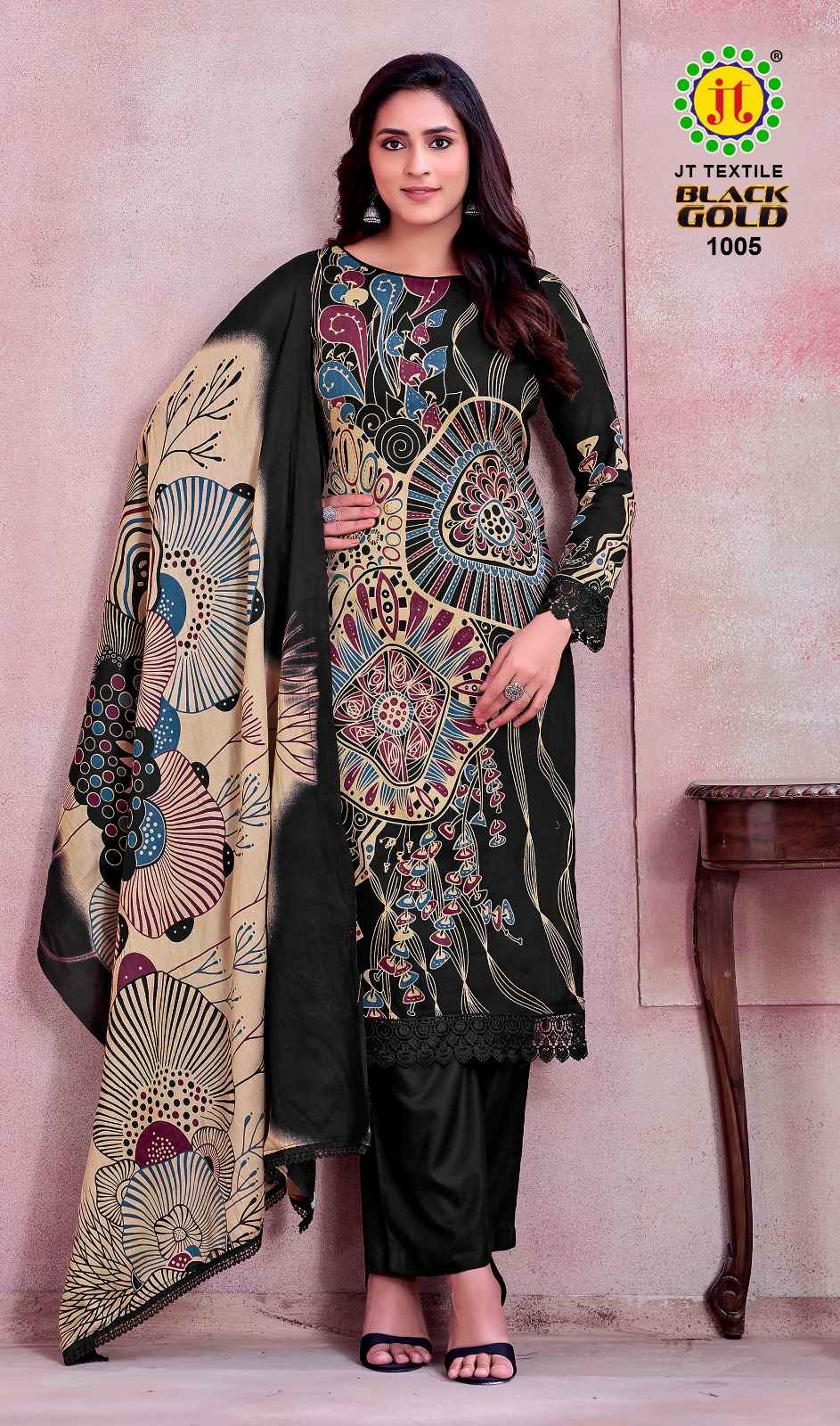 JT BLACK GOLD VOL-1 RAYON PREMIUM WORK DRESS MATERIAL 