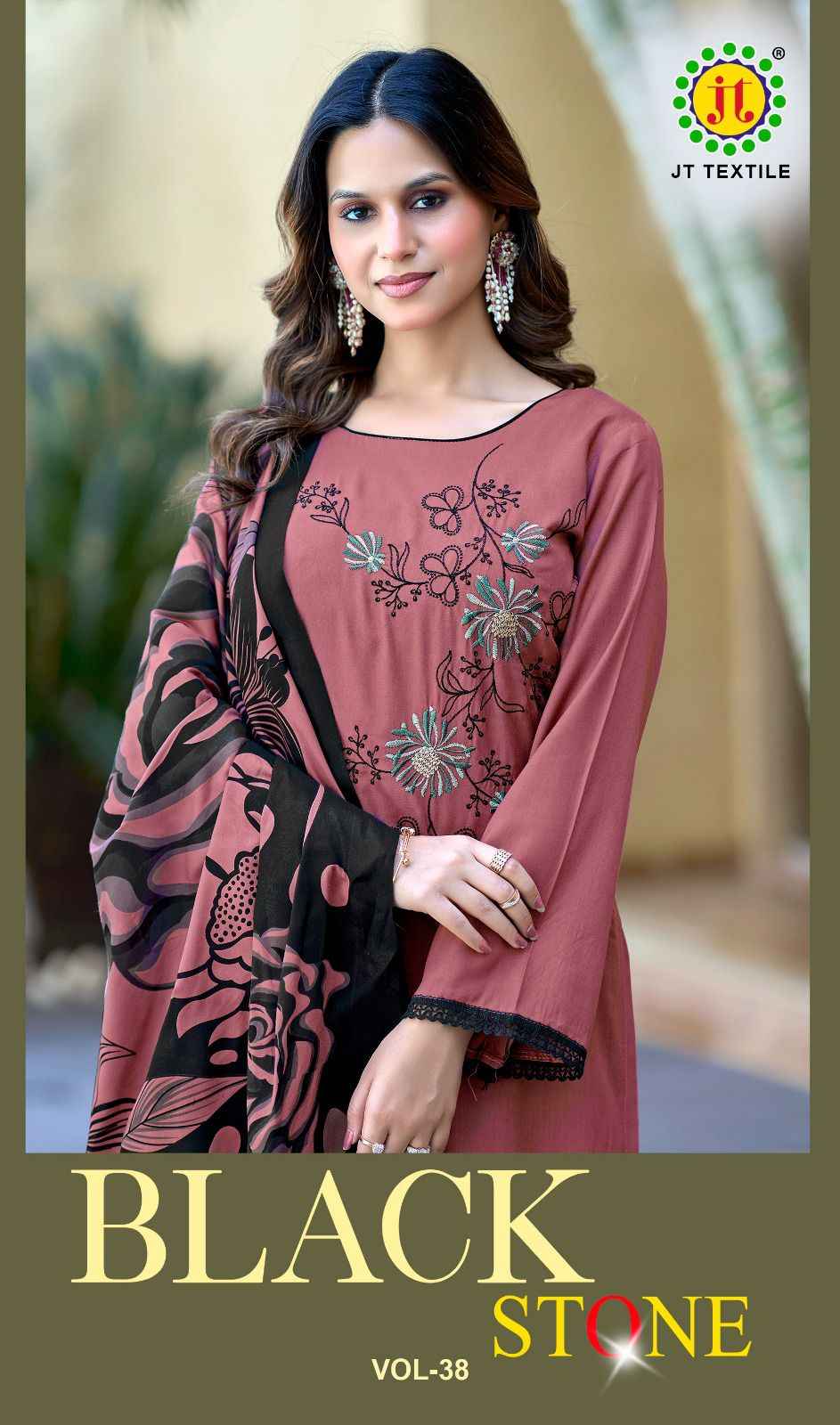 JT BLACK STONE VOL-38 RAYON PREMIUM WORK DRESS MATERIAL 