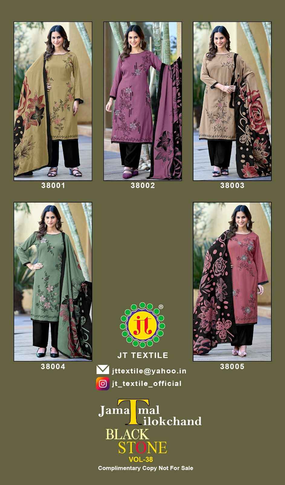 JT BLACK STONE VOL-38 RAYON PREMIUM WORK DRESS MATERIAL 