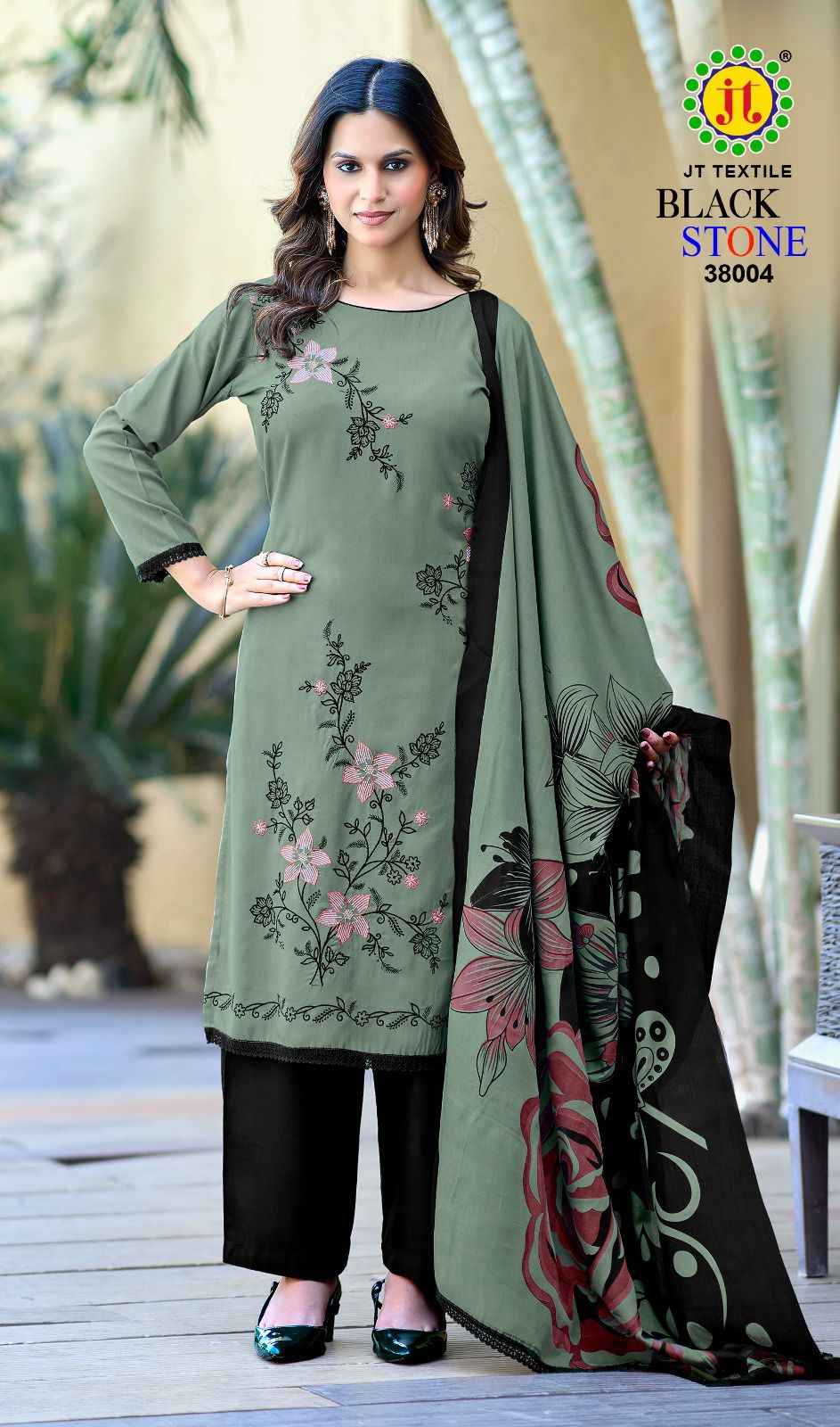 JT BLACK STONE VOL-38 RAYON PREMIUM WORK DRESS MATERIAL 