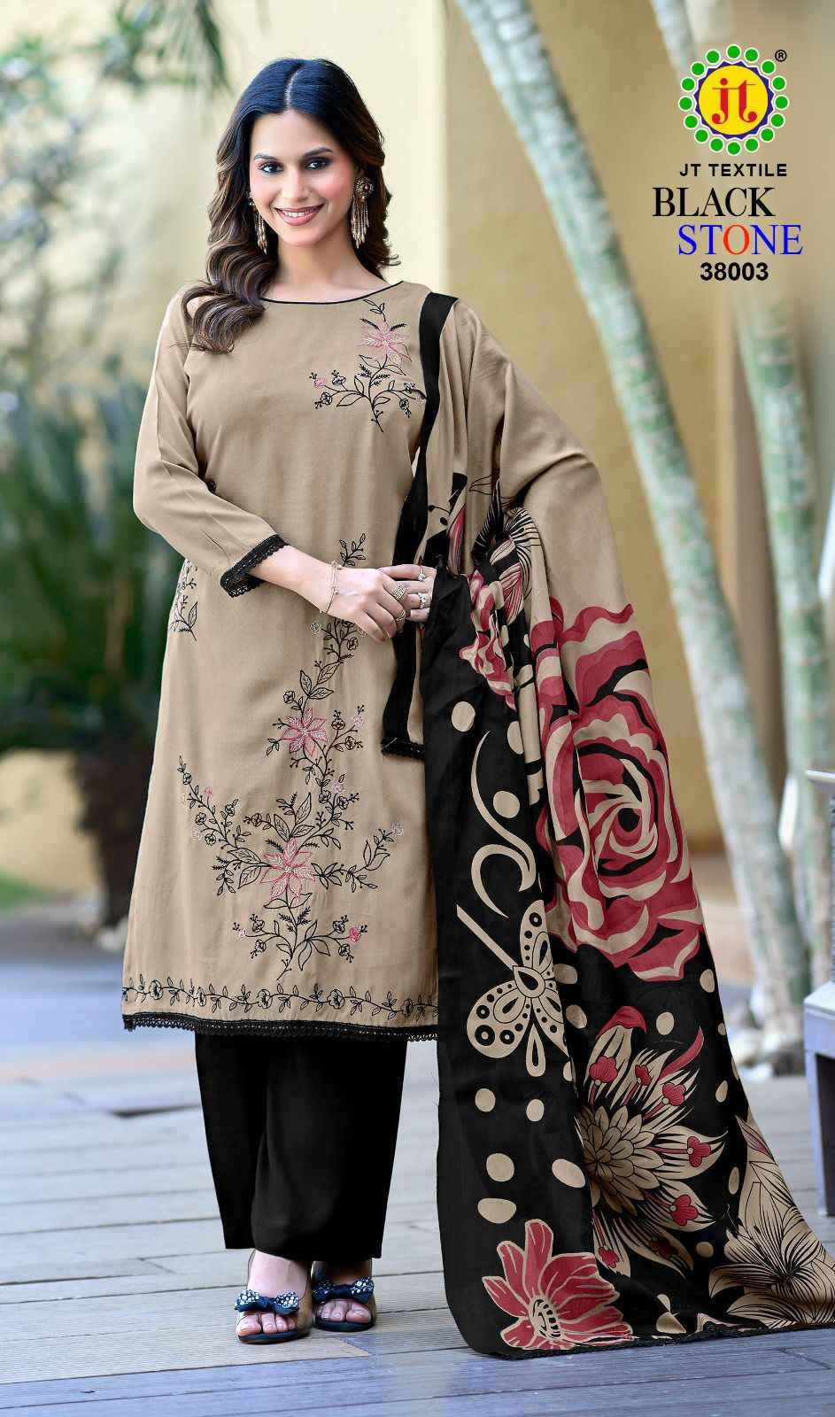 JT BLACK STONE VOL-38 RAYON PREMIUM WORK DRESS MATERIAL 