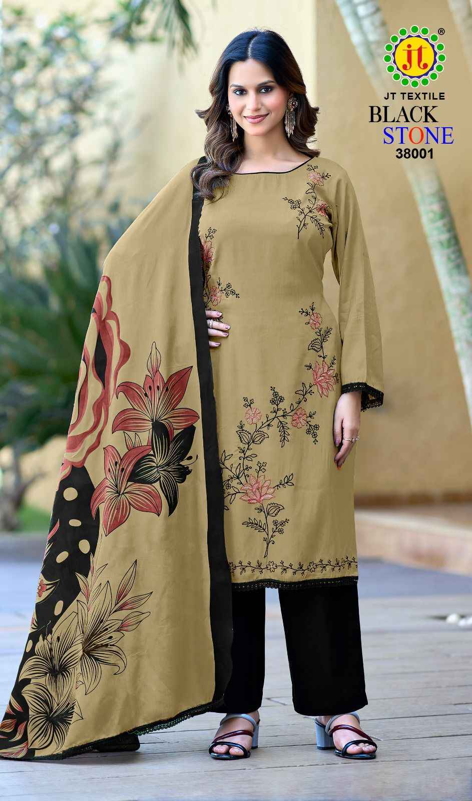 JT BLACK STONE VOL-38 RAYON PREMIUM WORK DRESS MATERIAL 