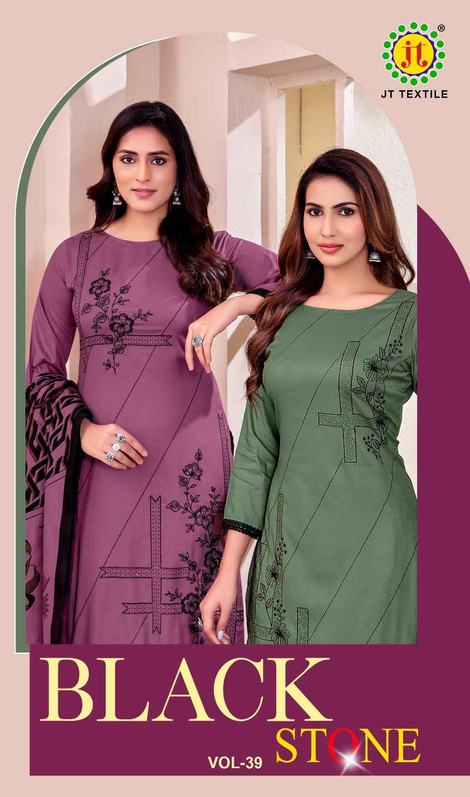 JT BLACK STONE VOL-39 RAYON PREMIUM WORK DRESS MATERIAL 