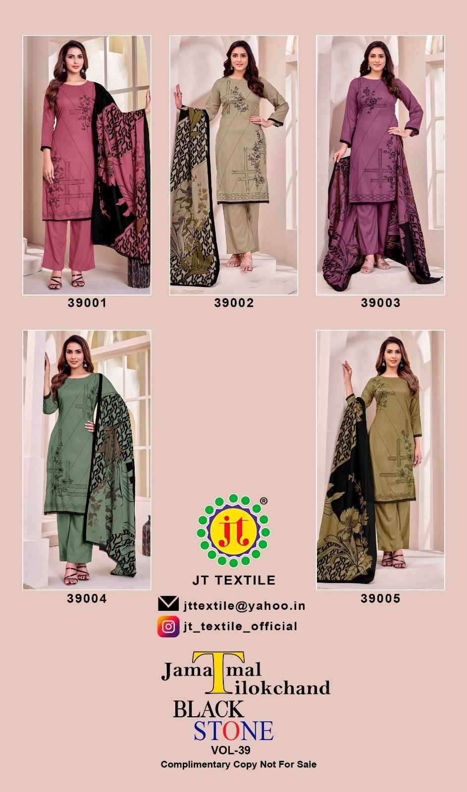 JT BLACK STONE VOL-39 RAYON PREMIUM WORK DRESS MATERIAL 