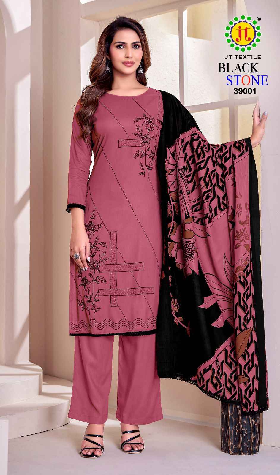 JT BLACK STONE VOL-39 RAYON PREMIUM WORK DRESS MATERIAL 