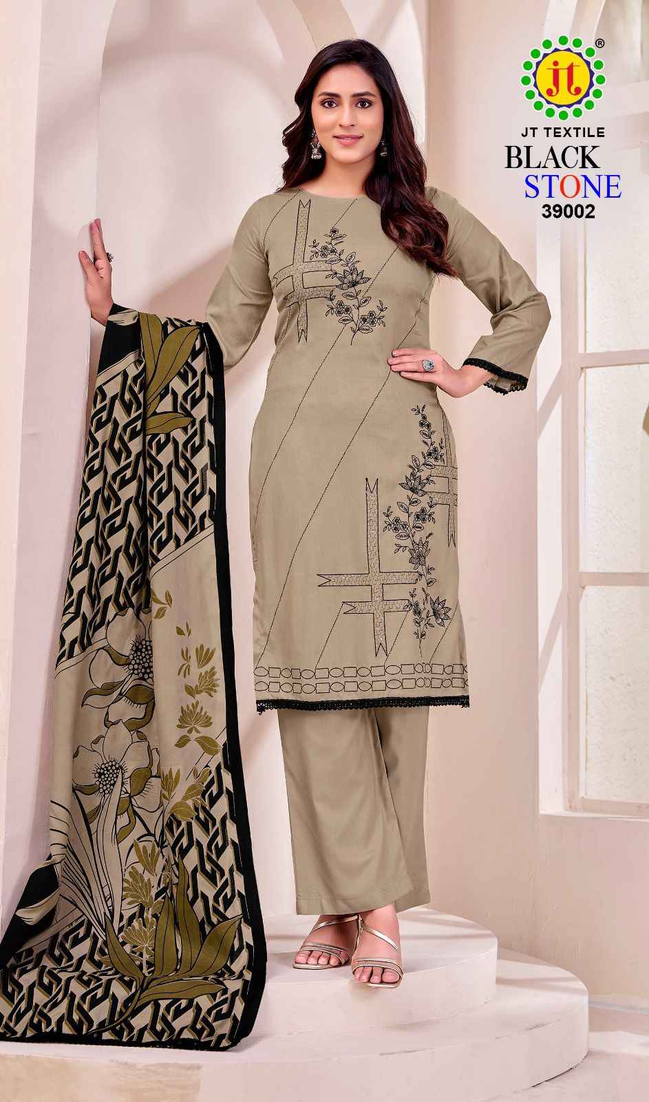 JT BLACK STONE VOL-39 RAYON PREMIUM WORK DRESS MATERIAL 