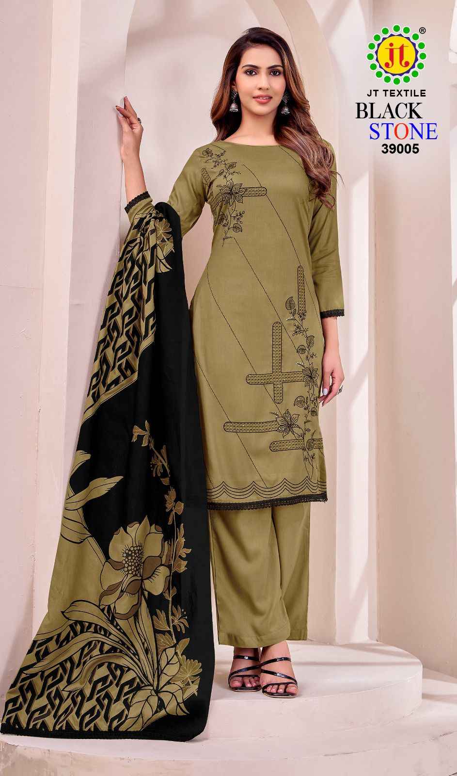 JT BLACK STONE VOL-39 RAYON PREMIUM WORK DRESS MATERIAL 