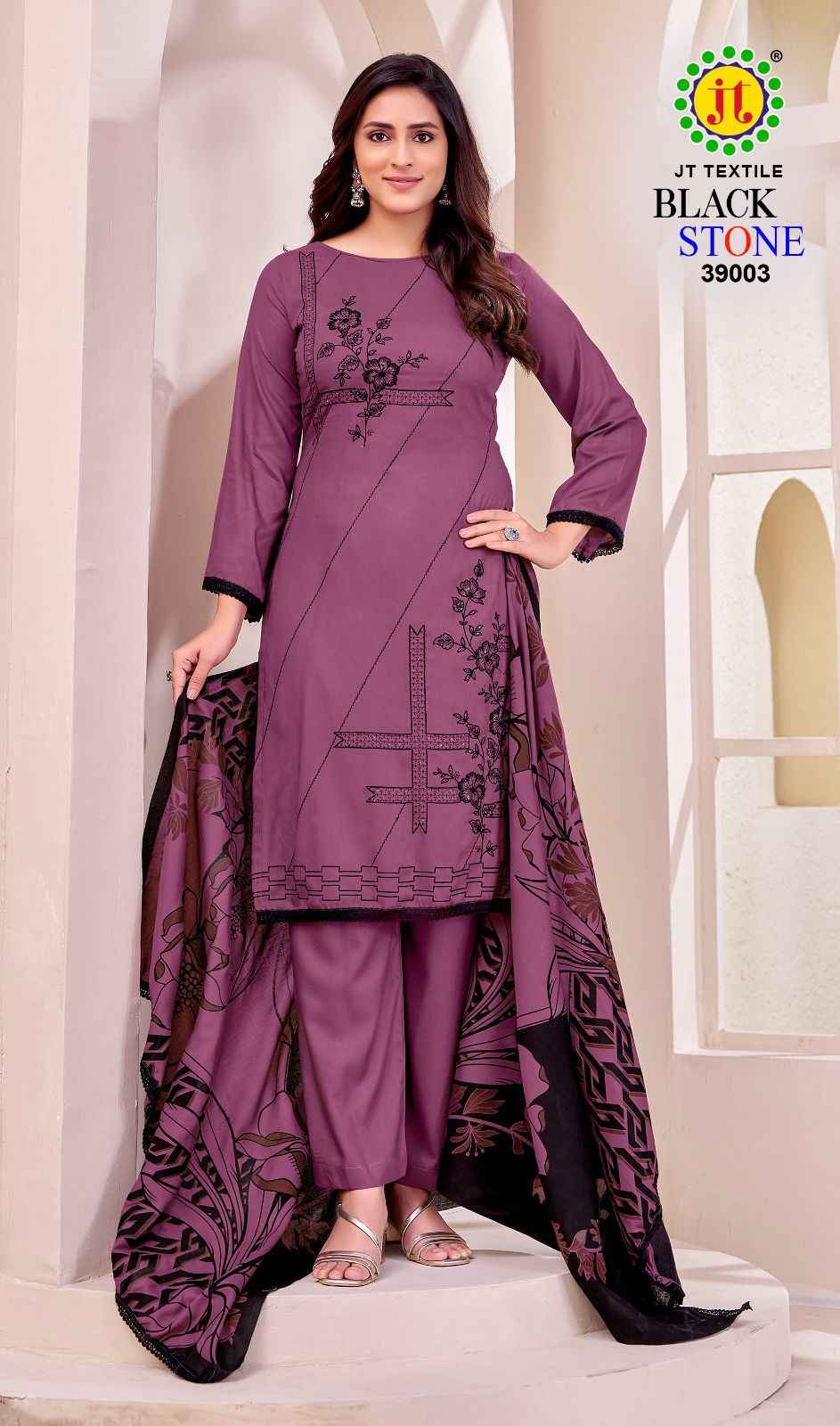 JT BLACK STONE VOL-39 RAYON PREMIUM WORK DRESS MATERIAL 