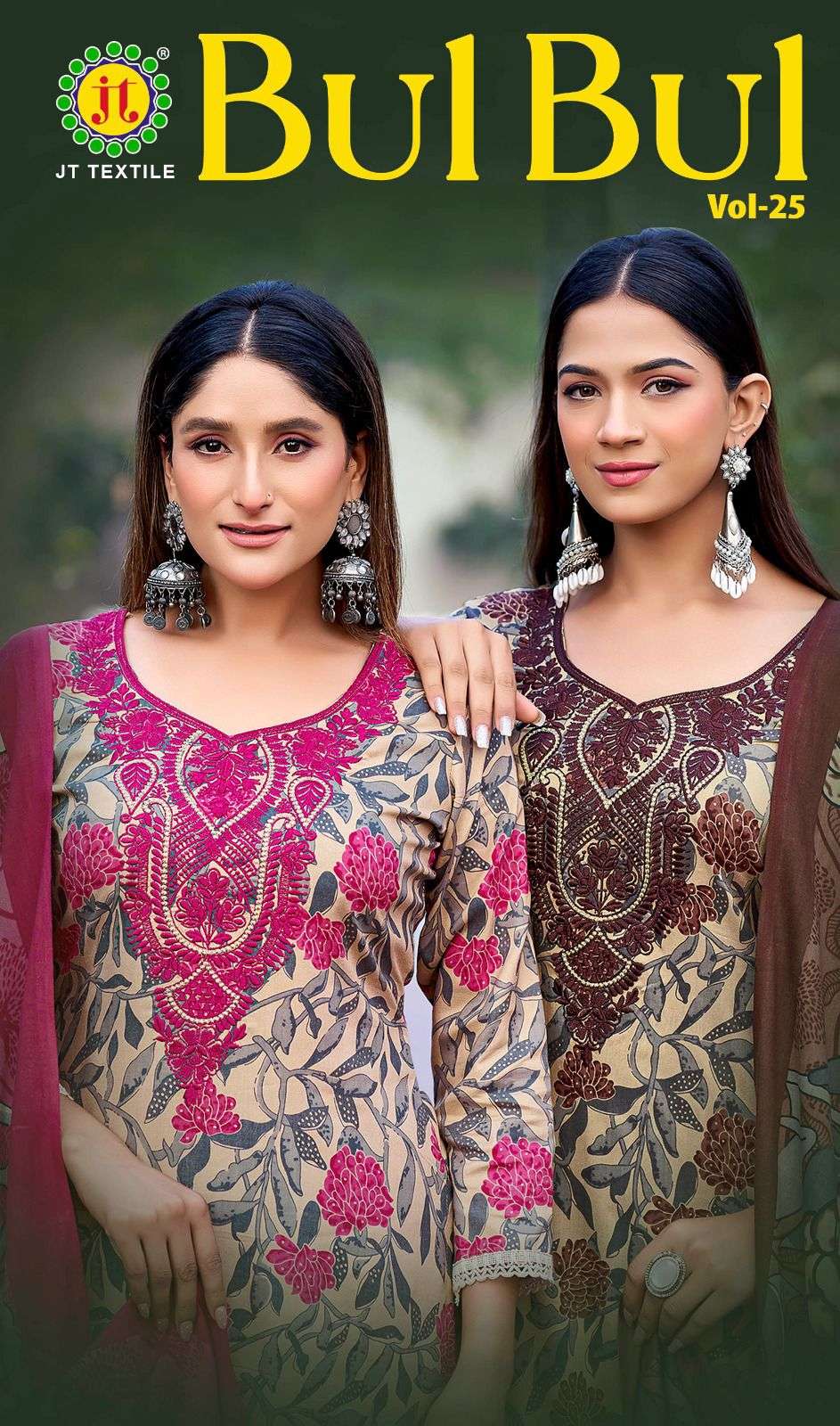 JT BULBUL VOL-25 RAYON PREMIUM EMBROIDERY WORK DRESS MATERIAL 