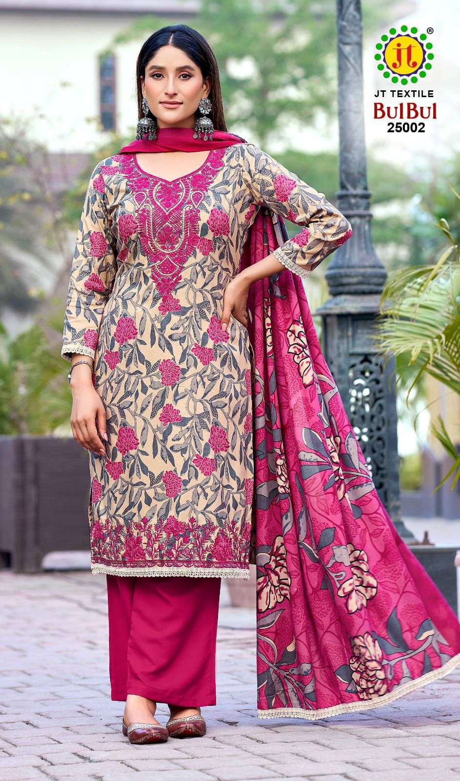 JT BULBUL VOL-25 RAYON PREMIUM EMBROIDERY WORK DRESS MATERIAL 