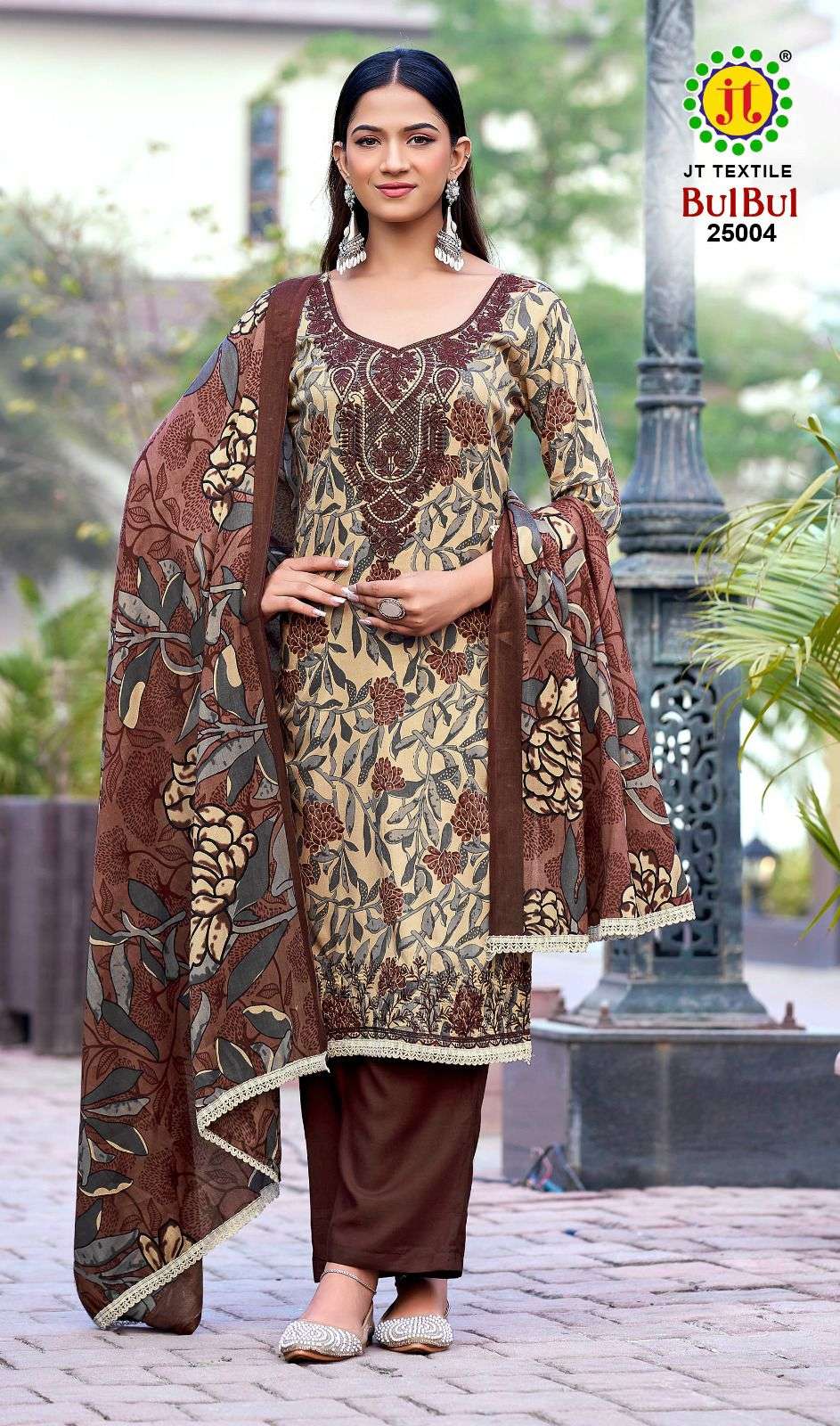 JT BULBUL VOL-25 RAYON PREMIUM EMBROIDERY WORK DRESS MATERIAL 