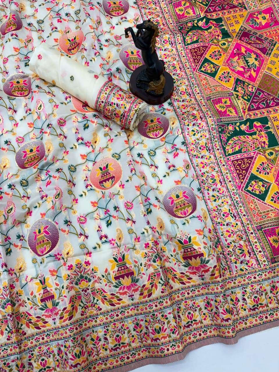 PASHMINA SILK MEENAKARI KASHMIRI WEAVES SAREE