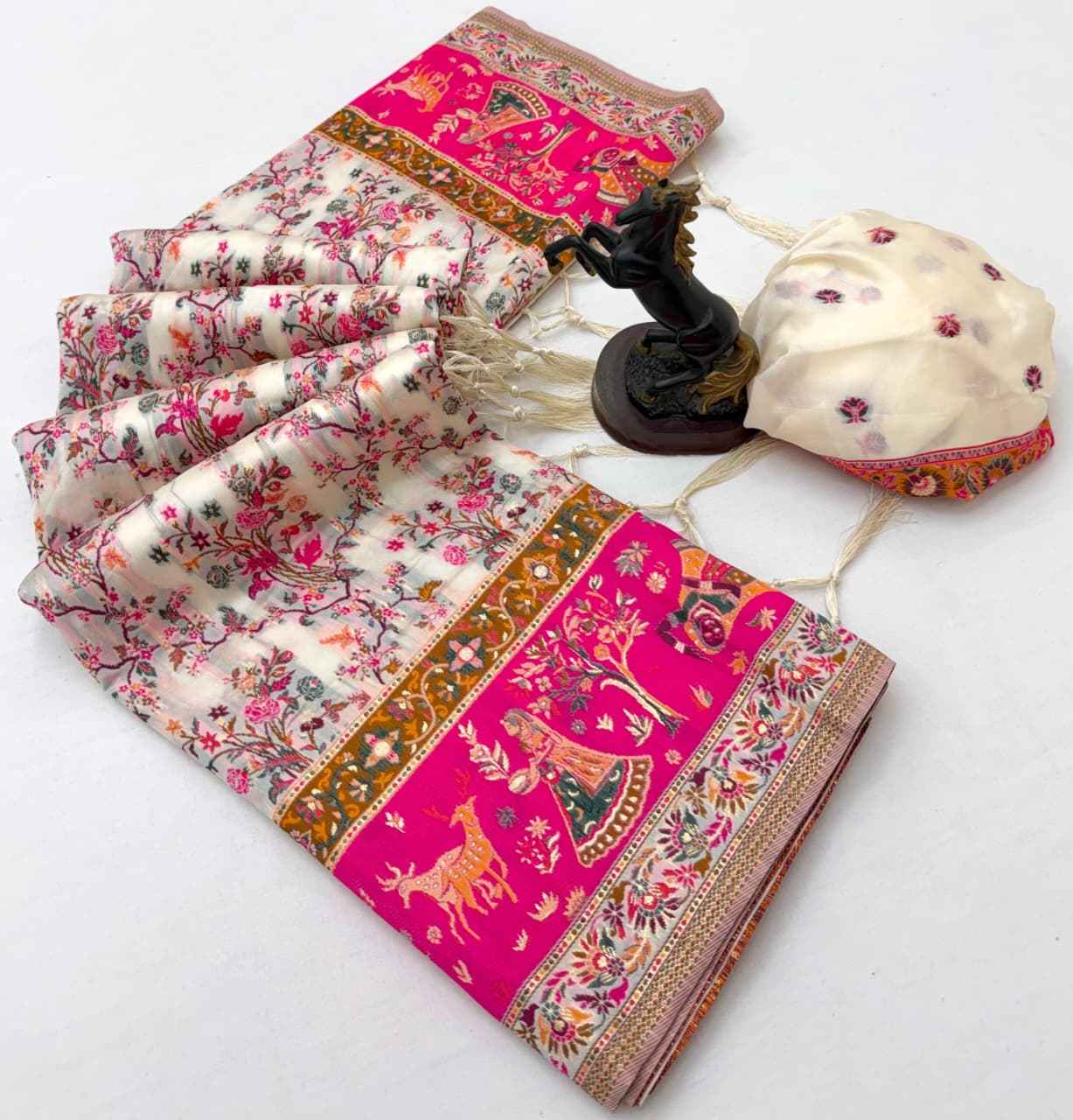 PASHMINA SILK MEENAKARI KASHMIRI WEAVES SAREE